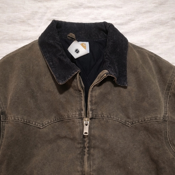Carhartt J14 CHT Detroit Jacket Brown Duck Canvas Blanket Lined Tall XL Vintage - Picture 3 of 5